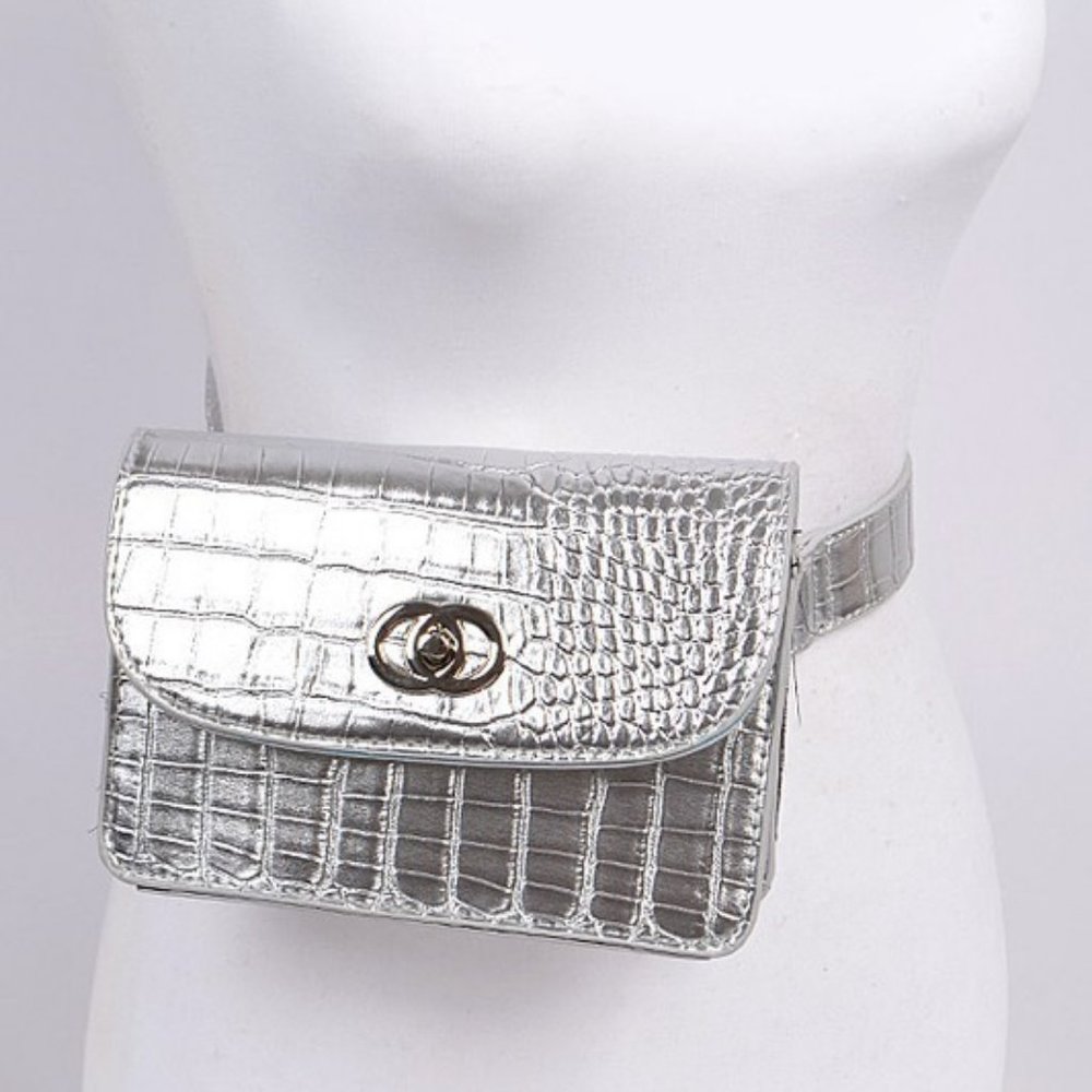 SILVER SNAKE FANNY PACK
